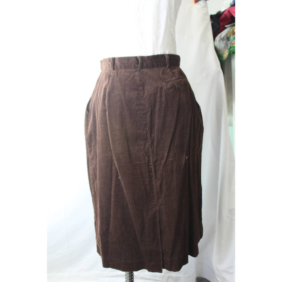 Vintage 70s Brown Corduroy Pencil Skirt - Picture 8 of 11